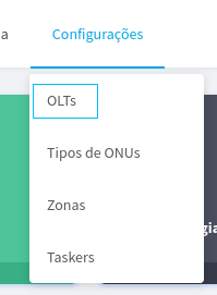 Menu Dropdown das configurações