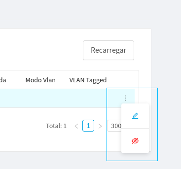 Tela de gerenciamento de OLT